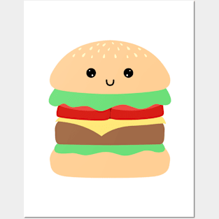 Hamburger Cute Kawaii design Posters and Art